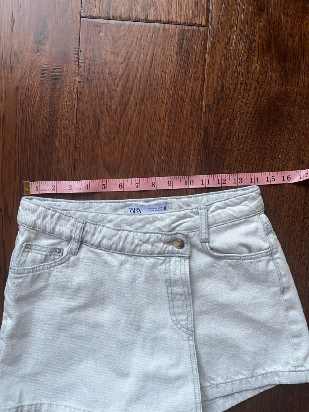 Zara Light Gray Mini Denim Skort Size Small - Picture 4 of 6